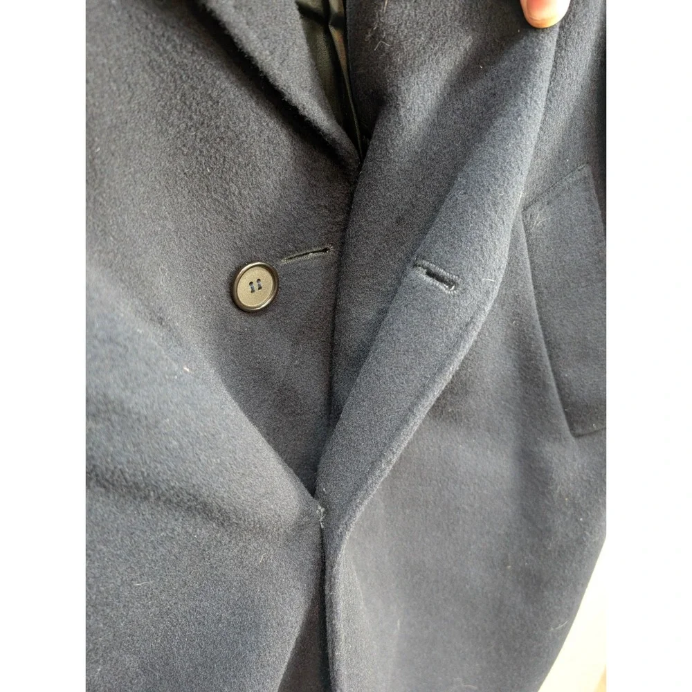 Men's Wool Double Breasted Overcoat Long Trench Coat Czech Republic Navy Large?